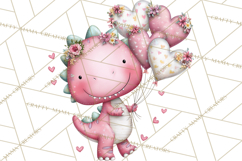 Valentine Dinosaur Clipart Cute T-Rex Sublimation PNG Love Product Image 5