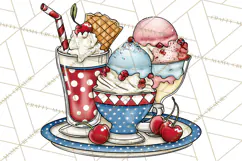 4th of July Retro Diner Clipart, Patriotic Americana Diner Product Image 2