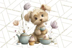 Springtime Baby Animal Clipart PNG, Cute Tea Party Bunnies Product Image 2