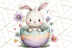 Floral Easter Bunnies Clipart, Cute and Elegant Bunny Easter Product Image 2