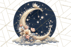 Moon Scenes Clipart, Crescent Moon Art, Starry Sky PNG Product Image 2