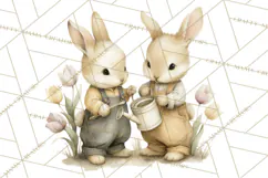 Vintage Garden Animals Clipart, Ducklings Bunnies Lambs Product Image 2