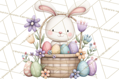 Floral Easter Bunnies Clipart, Cute and Elegant Bunny Easter Product Image 3