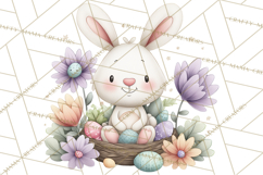 Floral Easter Bunnies Clipart, Cute and Elegant Bunny Easter Product Image 4