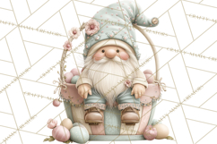 Easter Gnomes Clipart, Cute Bunny Hats, Pastel Eggs Png Product Image 5