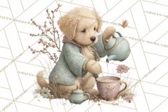 Springtime Baby Animal Clipart PNG, Cute Tea Party Bunnies Product Image 5