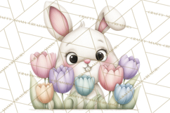 Floral Easter Bunnies Clipart, Cute and Elegant Bunny Easter Product Image 2
