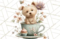 Springtime Baby Animal Clipart PNG, Cute Tea Party Bunnies Product Image 2