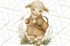 Vintage Spring Lamb Clipart, Whimsical Lamb Gardening Product Image 2