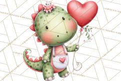 Valentine Dinosaur Clipart Cute T-Rex Sublimation PNG Love Product Image 2