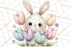 Floral Easter Bunnies Clipart, Cute and Elegant Bunny Easter Product Image 3