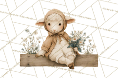 Vintage Spring Lamb Clipart, Whimsical Lamb Gardening Product Image 4