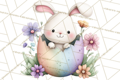 Floral Easter Bunnies Clipart, Cute and Elegant Bunny Easter Product Image 4