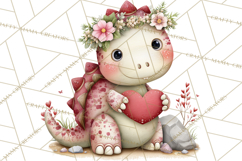 Valentine Dinosaur Clipart Cute T-Rex Sublimation PNG Love Product Image 2