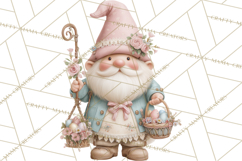 Easter Gnomes Clipart, Cute Bunny Hats, Pastel Eggs Png Product Image 2