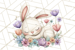 Floral Easter Bunnies Clipart, Cute and Elegant Bunny Easter Product Image 2