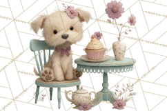 Springtime Baby Animal Clipart PNG, Cute Tea Party Bunnies Product Image 2