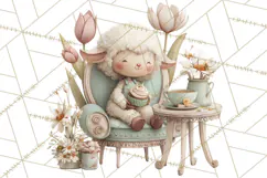 Springtime Baby Animal Clipart PNG, Cute Tea Party Bunnies Product Image 3