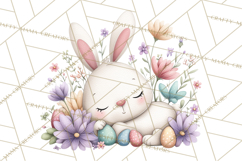 Floral Easter Bunnies Clipart, Cute and Elegant Bunny Easter Product Image 3