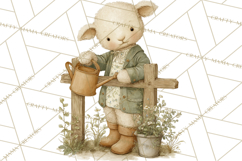 Vintage Spring Lamb Clipart, Whimsical Lamb Gardening Product Image 3