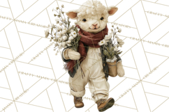 Vintage Spring Lamb Clipart, Whimsical Lamb Gardening Product Image 4