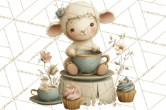 Springtime Baby Animal Clipart PNG, Cute Tea Party Bunnies Product Image 4