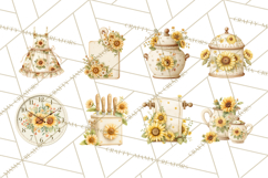 Farmhouse Sunflower Kitchen Clipart, Sunflower Kitchen Png Product Image 4