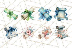 Watercolor Graduation Diploma Clipart PNG, Diploma Scroll Product Image 8