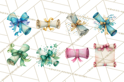 Watercolor Graduation Diploma Clipart PNG, Diploma Scroll Product Image 2