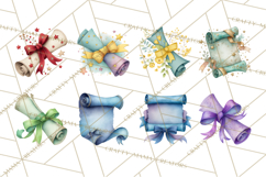 Watercolor Graduation Diploma Clipart PNG, Diploma Scroll Product Image 4