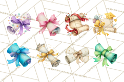 Watercolor Graduation Diploma Clipart PNG, Diploma Scroll Product Image 5