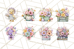 Easter Duckling Clipart, Cute Ducklings in Fancy Outfits Png Product Image 8