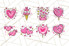 Bubblegum Pop Valentine Clipart PNG Hearts Candy Cupcakes Product Image 2