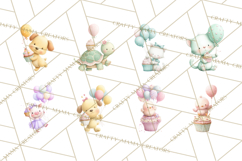 Pastel Birthday Clipart, Cute Party Animals PNG, Sweet Treat Product Image 5