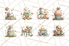 Springtime Baby Animal Clipart PNG, Cute Tea Party Bunnies Product Image 7