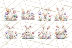 Floral Easter Bunnies Clipart, Cute and Elegant Bunny Easter Product Image 7
