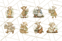 Vintage Spring Lamb Clipart, Whimsical Lamb Gardening Product Image 4
