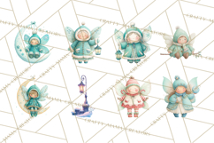 Chubby Winter Fairy PNG, Miniature Watercolor Winter Fairies Product Image 11
