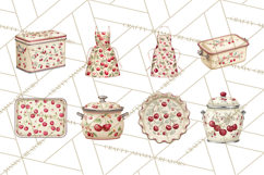 Farmhouse Cherry Kitchen Clipart, Rustic Cherry Kitchen Png Product Image 4