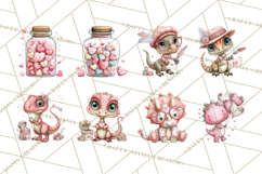 Valentine Dinosaur Clipart Cute T-Rex Sublimation PNG Love Product Image 5