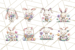 Floral Easter Bunnies Clipart, Cute and Elegant Bunny Easter Product Image 6