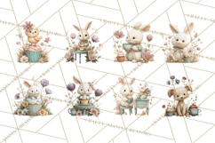 Springtime Baby Animal Clipart PNG, Cute Tea Party Bunnies Product Image 6