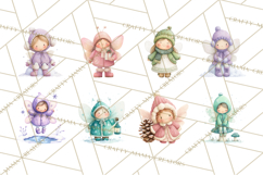 Chubby Winter Fairy PNG, Miniature Watercolor Winter Fairies Product Image 12