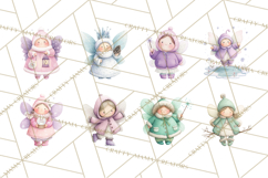 Chubby Winter Fairy PNG, Miniature Watercolor Winter Fairies Product Image 5