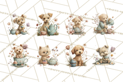 Springtime Baby Animal Clipart PNG, Cute Tea Party Bunnies Product Image 5