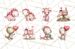 Valentine Dinosaur Clipart Cute T-Rex Sublimation PNG Love Product Image 6