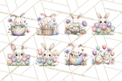 Floral Easter Bunnies Clipart, Cute and Elegant Bunny Easter Product Image 8