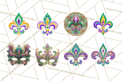 Mardi Gras Clipart PNG Party Icons Masks Beads Fleur De Lis Product Image 4