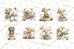 Springtime Baby Animal Clipart PNG, Cute Tea Party Bunnies Product Image 4