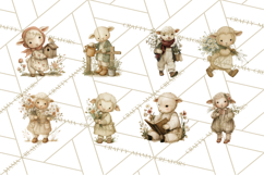 Vintage Spring Lamb Clipart, Whimsical Lamb Gardening Product Image 7